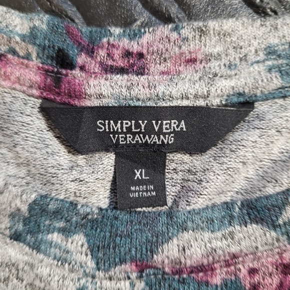 Simply Vera Vera Wang Womens XL Floral Print Twist Front Long Sleeve Top - Picture 3 of 5